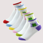 Children’s Frog Ankle Socks – 6 Assorted Colors – 1 Dozen (12 Pairs)