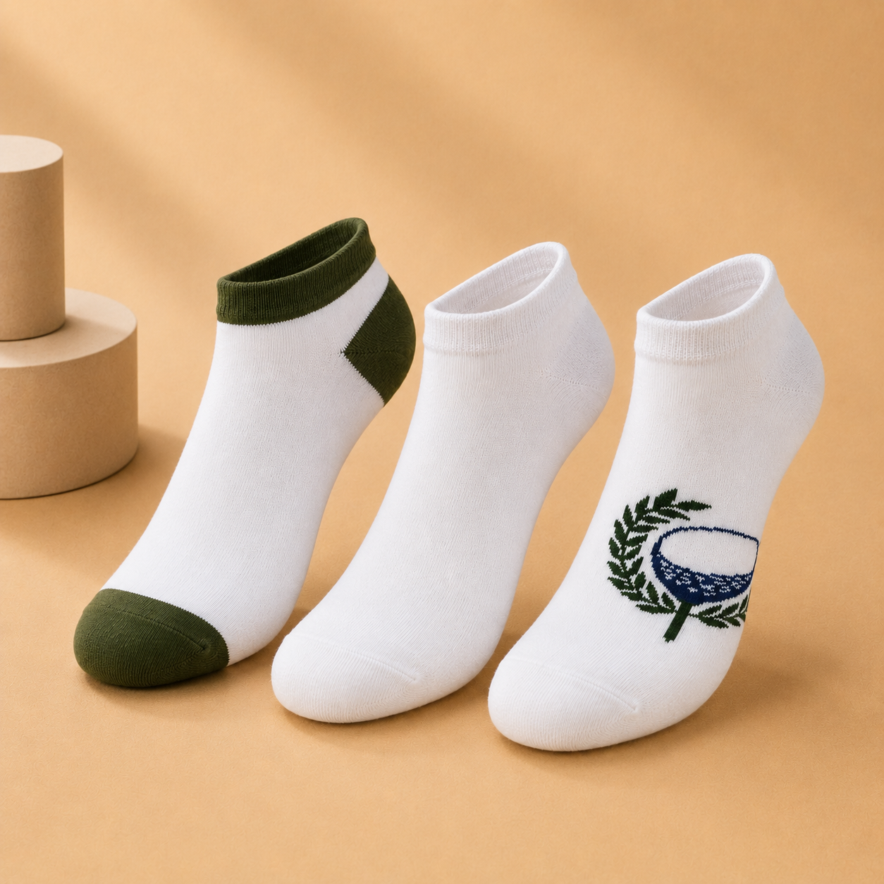 h-6 Unisex & Children’s Colorful Geometric Ankle Socks – 1 Dozen (12 Pairs) - Image 1