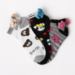 Children Spandex Animal Pom Pom Kids Socks-2 – 6 Assorted Designs & Colors – 1 Dozen (12 Pairs) - Image 2