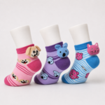 Children Spandex Animal Pom Pom Kids Socks – 6 Assorted Designs & Colors – 1 Dozen (12 Pairs) - Image 4