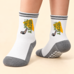 Hockey Talk Kids Crew Socks – White & Gray – (10 Pairs)