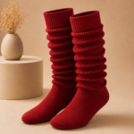 Heavy Slouch Socks- Red – Extra Long Scrunch Style – 1 Dozen (12 Pairs)
